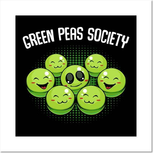 Peas - Green Peas Society - Cute Kawaii Vegan Pun Wall Art by Lumio Gifts